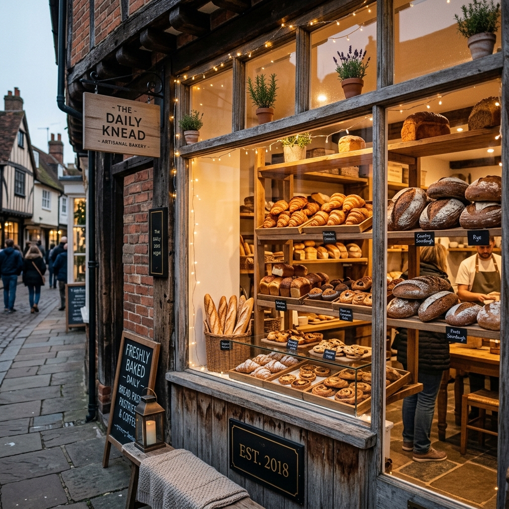 Bakery shelves pastries