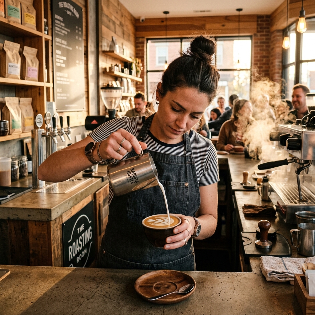 Barista making coffee