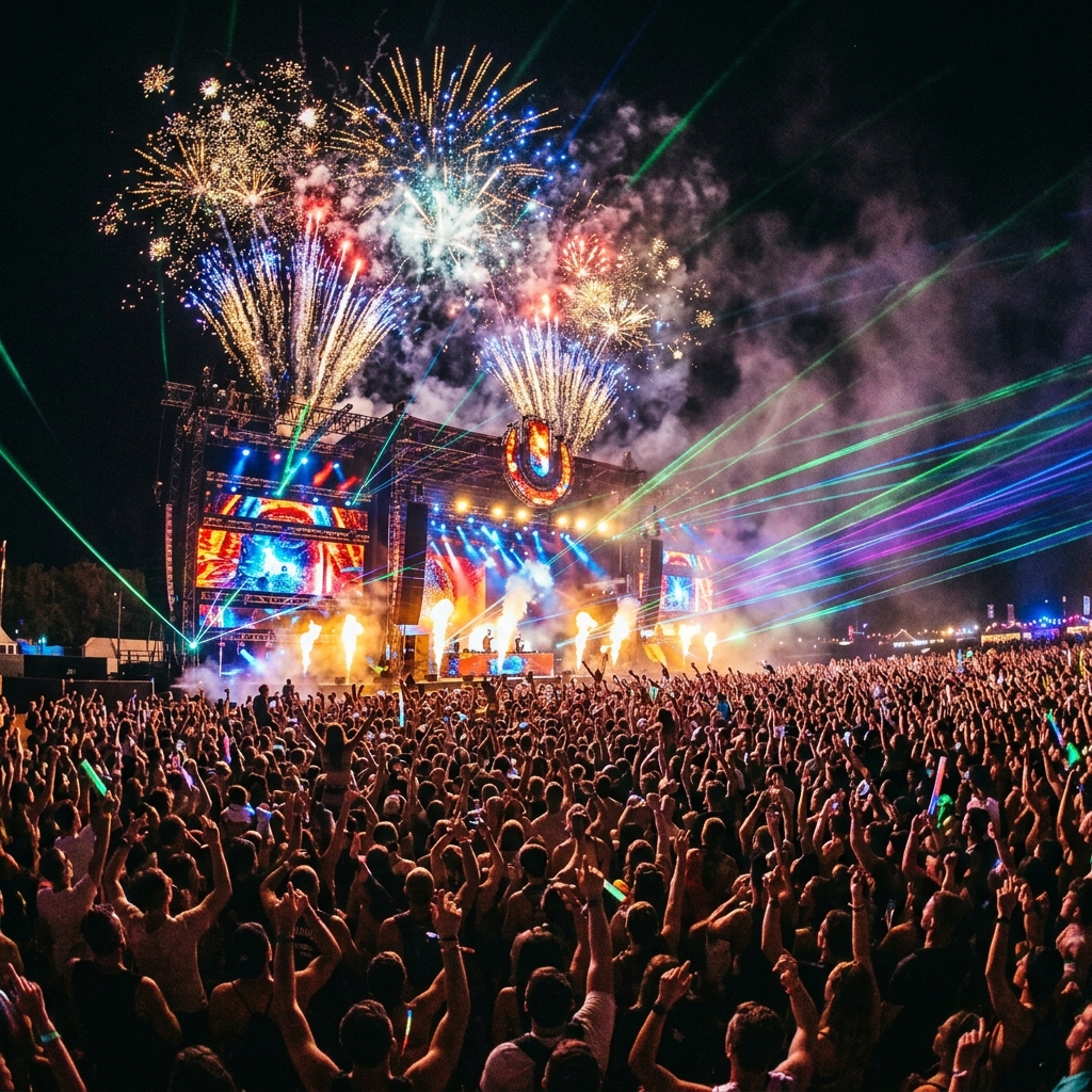 Concert stage crowd